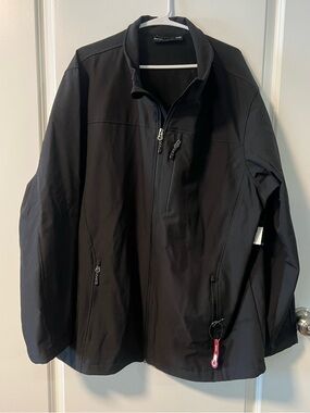Swiss Tech Black Softshell Jacket - Lightweight Zip Front